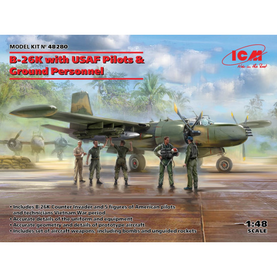 ICM 48280 - 1/48 B-26K with USAF Pilots & Ground Personnel, scale model kit