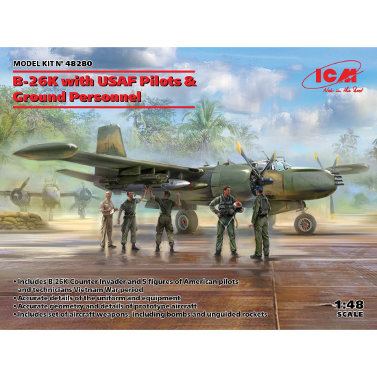 ICM 48280 - 1/48 B-26K with USAF Pilots & Ground Personnel scale model kit