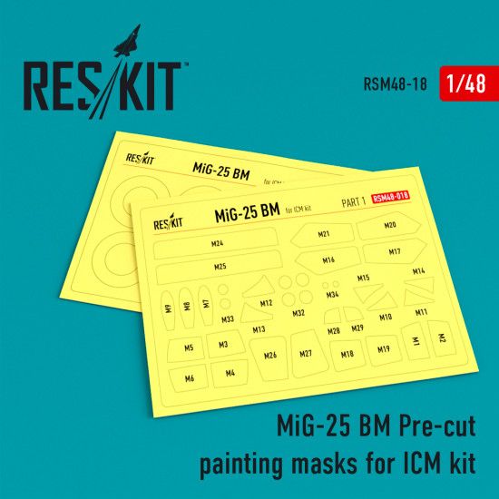 Reskit RSM48-0018 - 1/48 MiG-25 BM Pre-cut painting masks for ICM model kit Reskit RSM48-0018 - 1/48 MiG-25 BM Pre-cut painting masks for ICM model kit