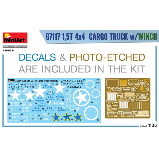 Miniart 35389 - 1/35 G7117 1,5T 4×4 CARGO TRUCK w/WINCH, scale plastic model kit