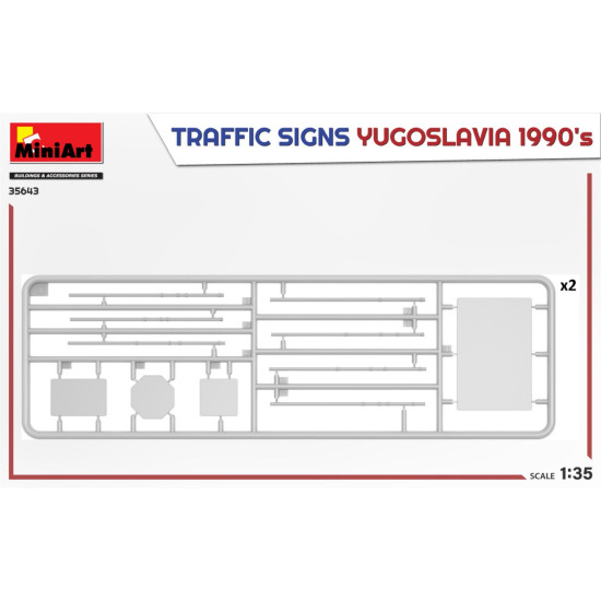 Miniart 35643 - 1/35 Road signs. Yugoslavia 1990s, scale plastic model kit