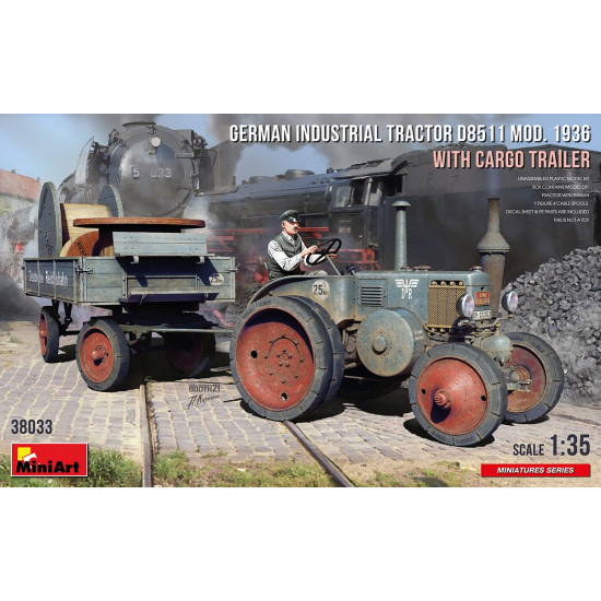Miniart 38033 1/35 GERMAN INDUSTRIAL TRACTOR D8511 MOD. 1936 WITH CARGO TRAILER