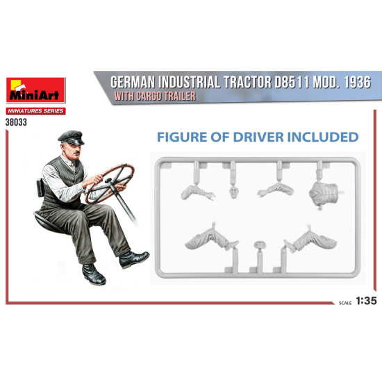 Miniart 38033 1/35 GERMAN INDUSTRIAL TRACTOR D8511 MOD. 1936 WITH CARGO TRAILER