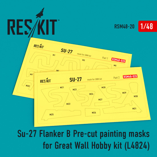 Reskit RSM48-0020 - 1/48 Su-27 Flanker B Pre-cut painting masks Great Wall Hobby