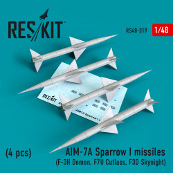 Reskit RS48-0319 - 1/48 AIM-7A Sparrow I missiles (4pcs) for model aircraft