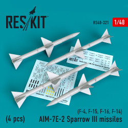 Reskit RS48-0321 - 1/48 AIM-7E-2 Sparrow III missiles (4pcs) for aircraft model