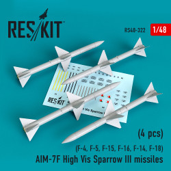 Reskit RS48-0322 - 1/48 AIM-7F High Vis Sparrow III missiles (4pcs) for aircraft