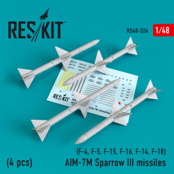 Reskit RS48-0324 - 1/48 AIM-7M Sparrow III missiles (4pcs) for aircraft model