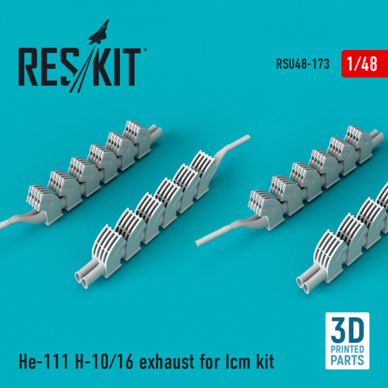 Reskit RSU48-0173 - 1/48 He-111 H-10/16 exhaust for ICM kit for aircraft model
