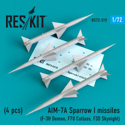 Reskit RS72-0319 - 1/72 AIM-7A Sparrow I missiles (4pcs) for aircraft model