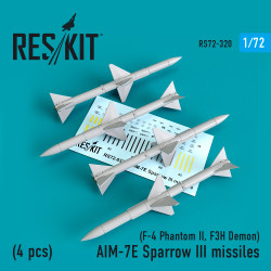 Reskit RS72-0320 - 1/72 AIM-7E Sparrow III missiles (4pcs) for aircraft model
