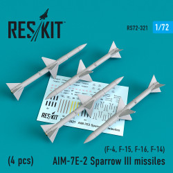 Reskit RS72-0321 - 1/72 AIM-7E-2 Sparrow III missiles (4pcs) for aircraft model