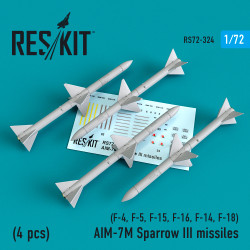 Reskit RS72-0324 - 1/72 AIM-7M Sparrow III missiles (4pcs) for aircraft model