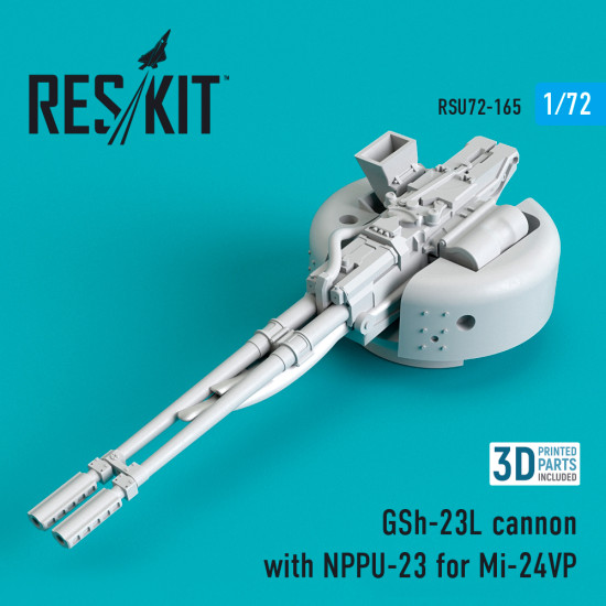 Reskit RSU72-0165 - 1/72 GSh-23L cannon with NPPU-23 for Mi-24VP for aircraft