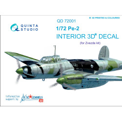 Quinta studio's QD72001 - 1/72 Pe-2 Interior 3D decal set for 7283 Zvezda kit