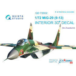 Quinta studio's QD72002 - 1/72 3D decal for MiG-29 9-13 Interior 7278 Zvezda kit