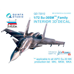 Quinta QD72012 - 1/72 3D-Printed & coloured Interior for Su-30SM Zvezda kit