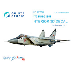 Quinta QD72016 - 1/72 3D-Printed, coloured interior for MiG-31BM (Trumpeter)