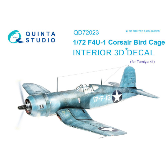 Quinta studio's QD72023 - 1/72 Interior 3D decal for F4U-1 Corsair (Bird cage) Tamiya kit