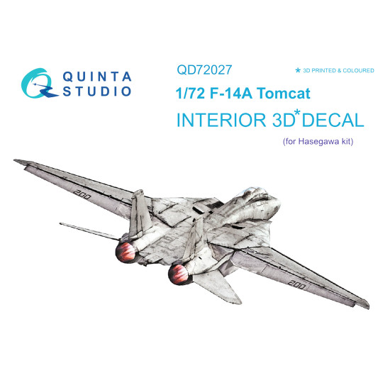 Quinta QD72027 - 1/72 3D-Printed colored Interior for F-14A Hasegawa kit