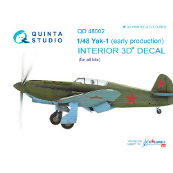 Quinta QD48002 - 1/48 3D-Printed coloured interior Yak-1 early for all kits