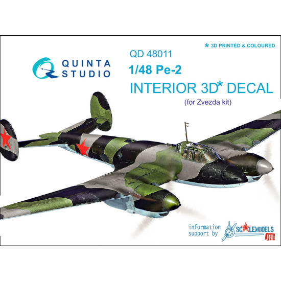 Quinta QD48011 - 1/48 3D-Printed interior for Pe-2 Zvezda kit