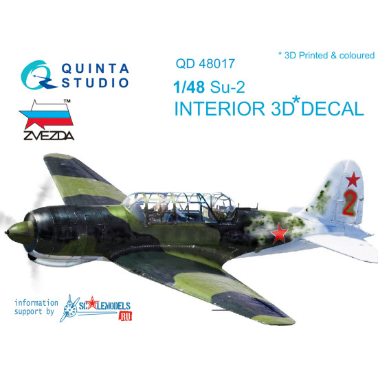 Quinta QD48017 - 1/48 3D-Printed interior for Su-2 (Zvezda kit)