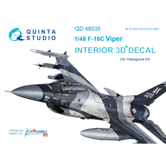 Quinta QD48035 - 1/48 3D-Printedcoloured interior for F-16C Hasegawa kit