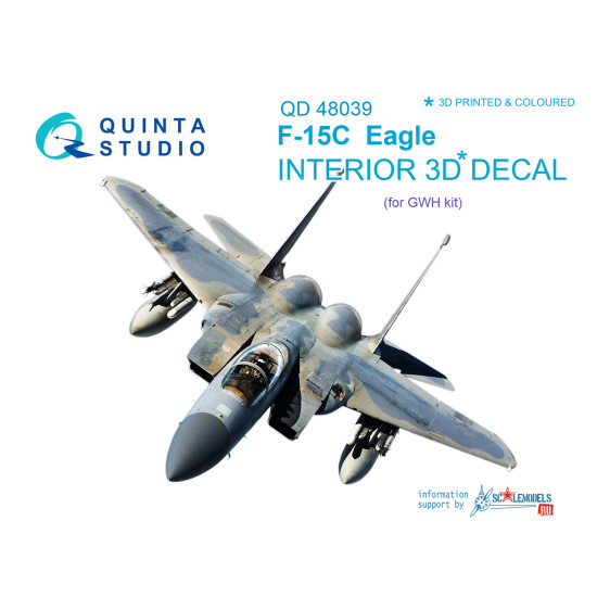 Quinta QD48039 - 1/48 3D-Printed coloured interior for F-15C GWH kit Quinta QD48039 - 1/48 3D-Printed coloured interior for F-15C GWH kit