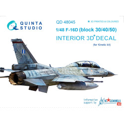 Quinta QD48045 - 1/48 3D-Printed interior for F-16D (block 30/40/50) (Kinetic kit)