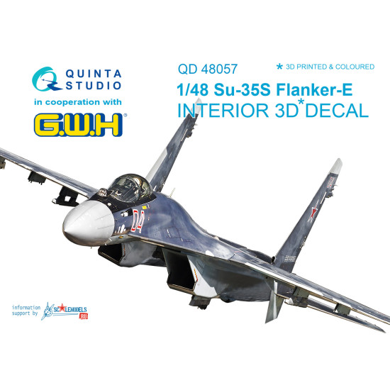 Quinta QD48057 - 1/48 3D-Printed & Coloured Interior for Su-35S (GWH Kit)