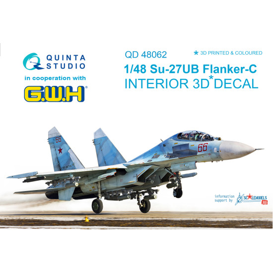 Quinta QD48062 - 1/48 3D-Printed & Coloured Interior for Su-27UB GWH Kit