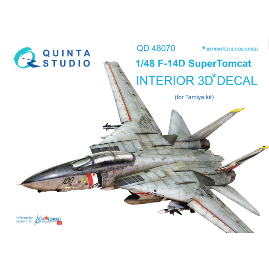 Quinta QD48070 - 3D-Printed Interior on decal paper for F-14D Tamiya