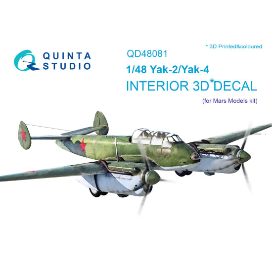 Quinta QD48081 - 1/48 3D-Printed interior for Yak-2/Yak-4 (Mars Models kit)