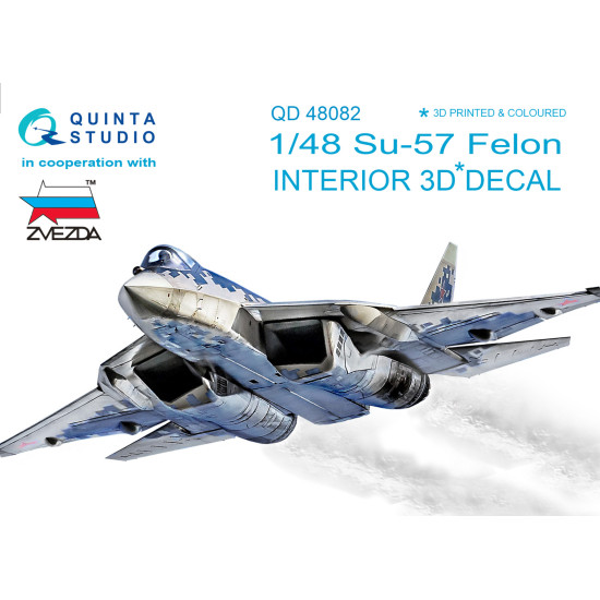 Quinta QD48082 - 1/48 3D-Printed & coloured interior for Su-57 Zvezda kit