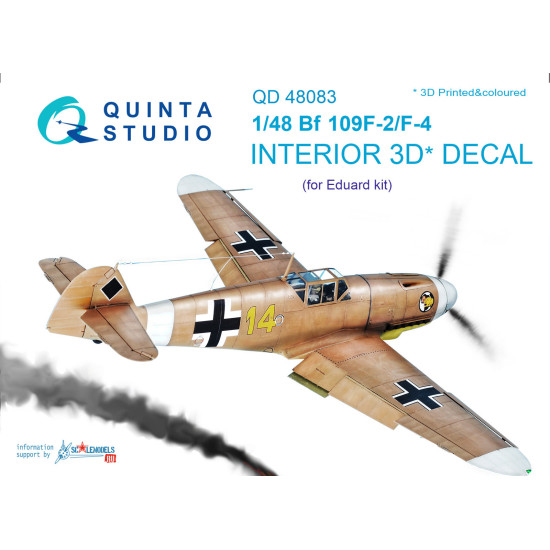 Quinta studio's QD48083 - 1/48 Interior 3D decal for Bf 109F-2/F-4 (Eduard kit)