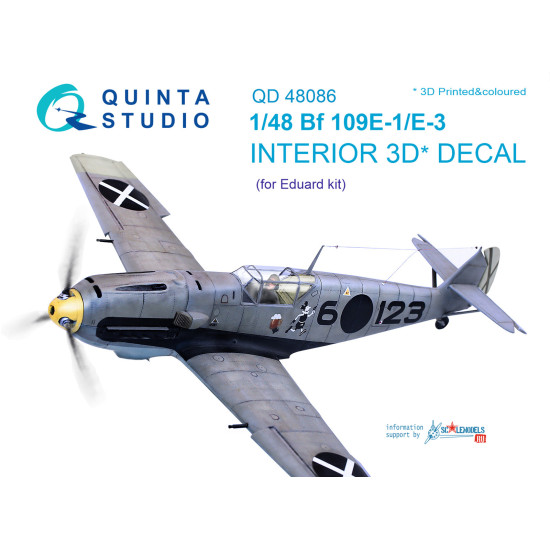 Quinta studio's QD48086 - 1/48 Interior 3D decal for Bf 109E-1/E-3 (Eduard kit)
