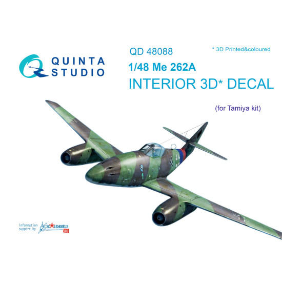 Quinta QD48088 - 1/48 3D-Printed & coloured interior for Me-262A Tamiya kit