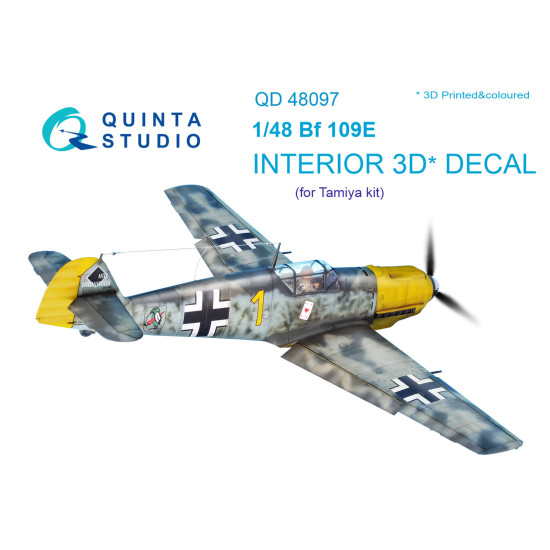 Quinta QD48097 - 1/48 3D Printed coloured Interior for Bf 109E Tamiya kit