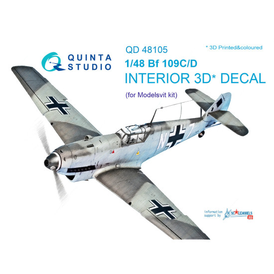 Quinta QD48105 - 1/48 3D-Printed coloured interior for Bf 109C/D Modelsvit