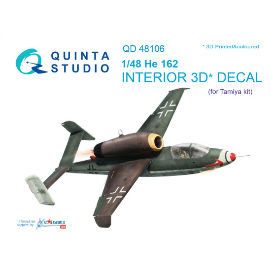 Quinta QD48106 - 1/48 3D-Printed coloured interior for He-162 Tamiya kit Quinta QD48106 - 1/48 3D-Printed coloured interior for He-162 Tamiya kit