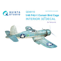 Quinta QD48110 - 1/48 3D interior for F4U-1 Corsair (Bird cage) (Tamiya kit)