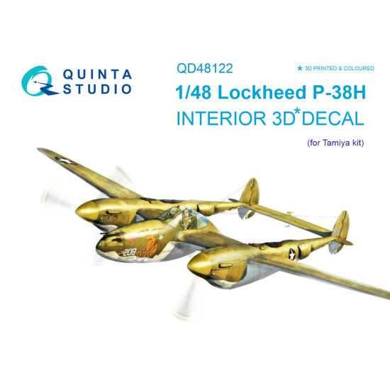 Quinta QD48122 - 1/48 3D-Printed & Coloured Interior for P-38H Tamiya Kit