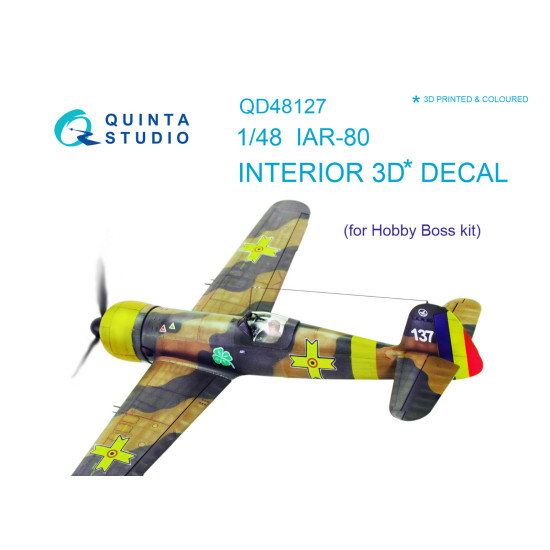 Quinta QD48127 - 1/48 3D-Printed & coloured interior for IAR-80 (HobbyBoss kit)