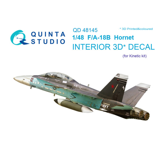 Quinta QD48145 - 1/48 3D-Printed colored interior for F/A-18B Kinetic kit Quinta QD48145 - 1/48 3D-Printed colored interior for F/A-18B Kinetic kit