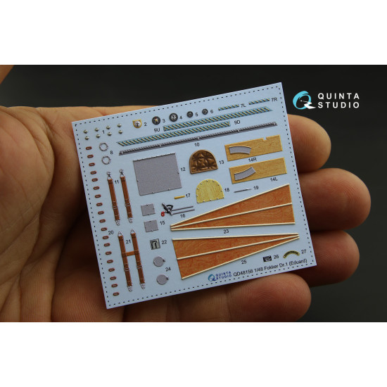 Quinta QD48158 - 1/48 3D-Printed & coloured interior for Fokker Dr.1 Eduard