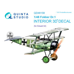 Quinta QD48158 - 1/48 3D-Printed & coloured interior for Fokker Dr.1 Eduard