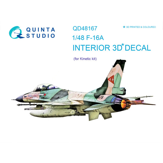 Quinta QD48167 - 1/48 3D-Printed & Coloured Interior for F-16A (Kinetic Kit)