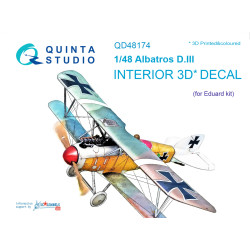 Quinta QD48174 - 1/48 3D-Printed coloured interior for Albatros D.III Eduard