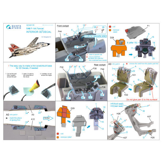 Quinta QD48178 - 1/48 3D-Printed interior for F-14A (Hasegawa kit)